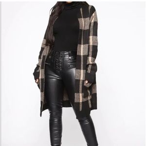 taupe and black cardigan